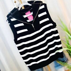 Black and White Striped Sleeveless Top
